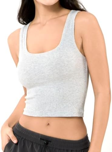 Women's Basic Sleeveless Crop Top Shirt Ribbed Scoop Neck Casual Summer Clothes