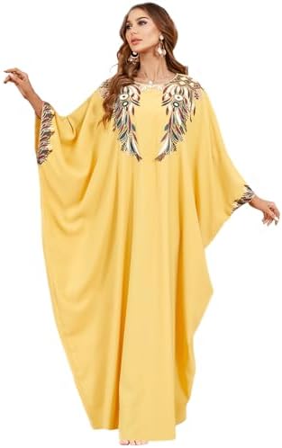 Qianliniuinc Women Muslim Maxi Dress Abaya - Lady Long Sleeve Maxi Dress Dubai Gown Jalabiya One Size