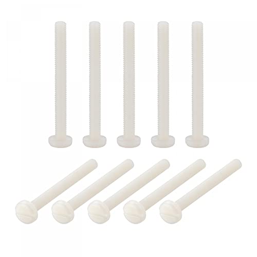 uxcell Nylon Machine Screws, M6x60mm Slotted Pan Head Fasteners Bolts for Electronics, Communications, Equipment, 40Pcs