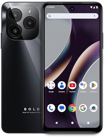 Bold K10 | 2024 | 3-Day Battery | Unlocked | 6.6” HD+ Infinity Display | 128/4GB | Triple 50MP Camera | US Version | US Warranty | Black