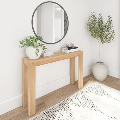 Plank+Beam Modern Solid Wood Console Table, 46.25 Inch, Sofa Table, Narrow Entryway Table for Hallway, Behind The Couch, Living Room, Foyer, Easy Assembly, Blonde