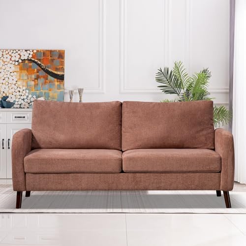 69.3'' W Loveseat Sofa, Small Modern Loveseat Couch for Small Spaces, Comfy 2 Seater Sofa with Solid Wooden Legs, Mid Century Modern Love Seat Sofa Couch for Living Room (Pink)