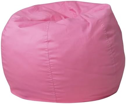 Flash Furniture Dillon Small Bean Bag Chair for Kids and Teens, Foam-Filled Beanbag Chair with Machine Washable Cover, Light Pink