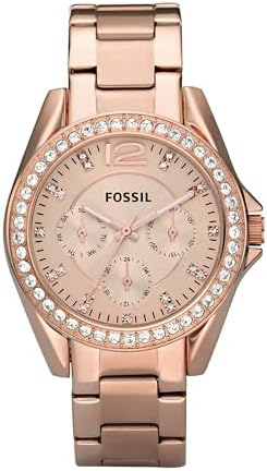 Fossil Women's Riley Quartz Stainless Steel Multifunction Watch, Color: Rose Gold Glitz (Model: ES2811)
