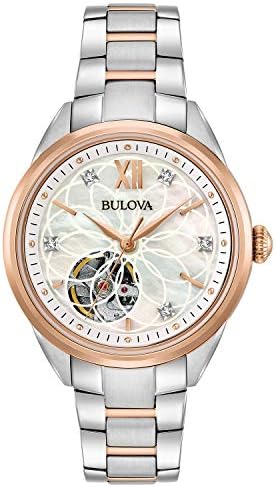 Bulova Ladies' Classic Diamond 3-Hand Automatic in Stainless Steel, Mother-of-Pearl Dial and Open Aperture Dial