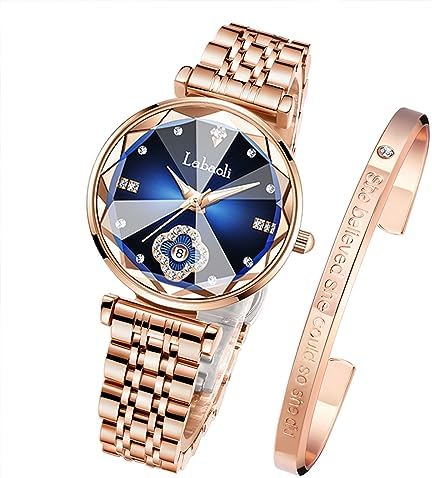 Stainless Steel Rose Gold Diamond Quartz Wristwatch, Fashionable Square Waterproof Date Ladies' Watch