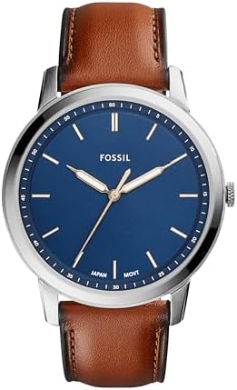 Fossil Minimalist Men's Watch with Leather or Stainless Steel Band, Chronograph or Analog Watch Display with Slim Case Design