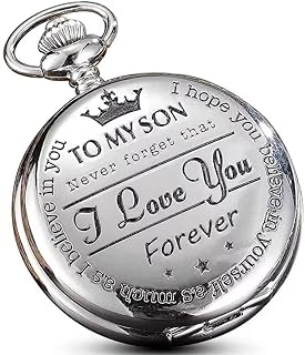 Engraved Pocket Watch to Son I Love You Gifts from a Mom Dad Birthday Christmas Gift Fob Watches Chains