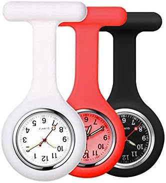 Set of 3 Nurse Fob Watches, Silicone Doctor Pocket Lapel Clip On Watches Gift