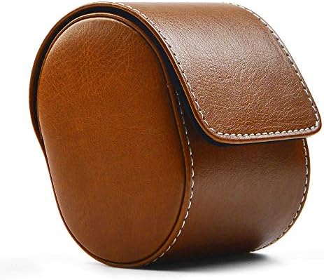 Oirlv Luxury Leather Watch Storage Box Travel Single Watch Case Watch Gift Box for Christmas Anniversary Birthday(Brown)
