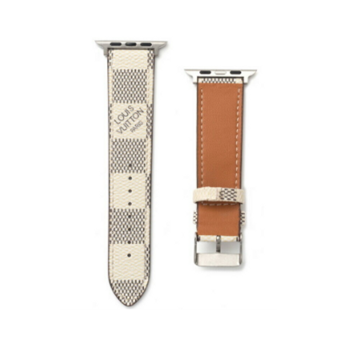 Checkered Pattern White Apple Watch Band