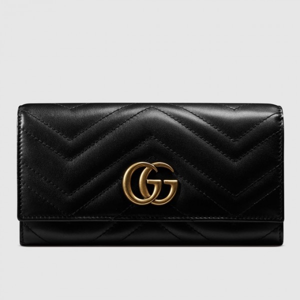 Gucci Black GG Marmont Continental Wallet