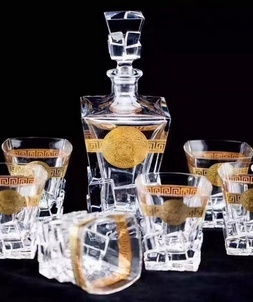 1:1 replica versace home golden crystal decanter and goblets