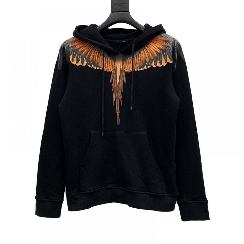 A+ Quality Marcelo Burlon Brown Wings Hoodie Black